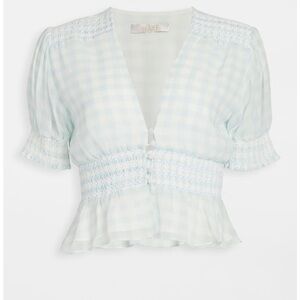 NWT Wayf Sky Blue Checkered Blouse